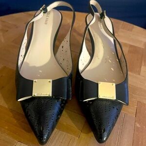 Cole Haan Tali cutout bow black slingback kitten heel. Size 9.5 Never Worn.